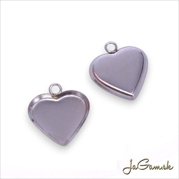 Prívesok s lôžkom Srdce CHIRURGICKÁ OCEĽ 12mm, 5ks (CH1670_5)